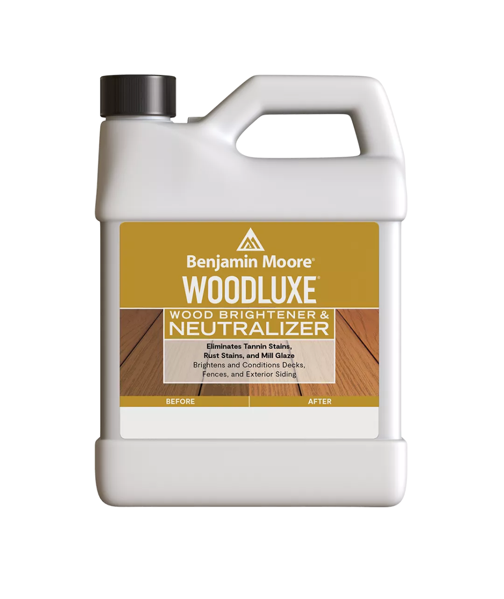 Benjamin Moore Woodluxe Wood Brightener & Neutralizer Gallon available at Clement's Paint in Austin, Texas.