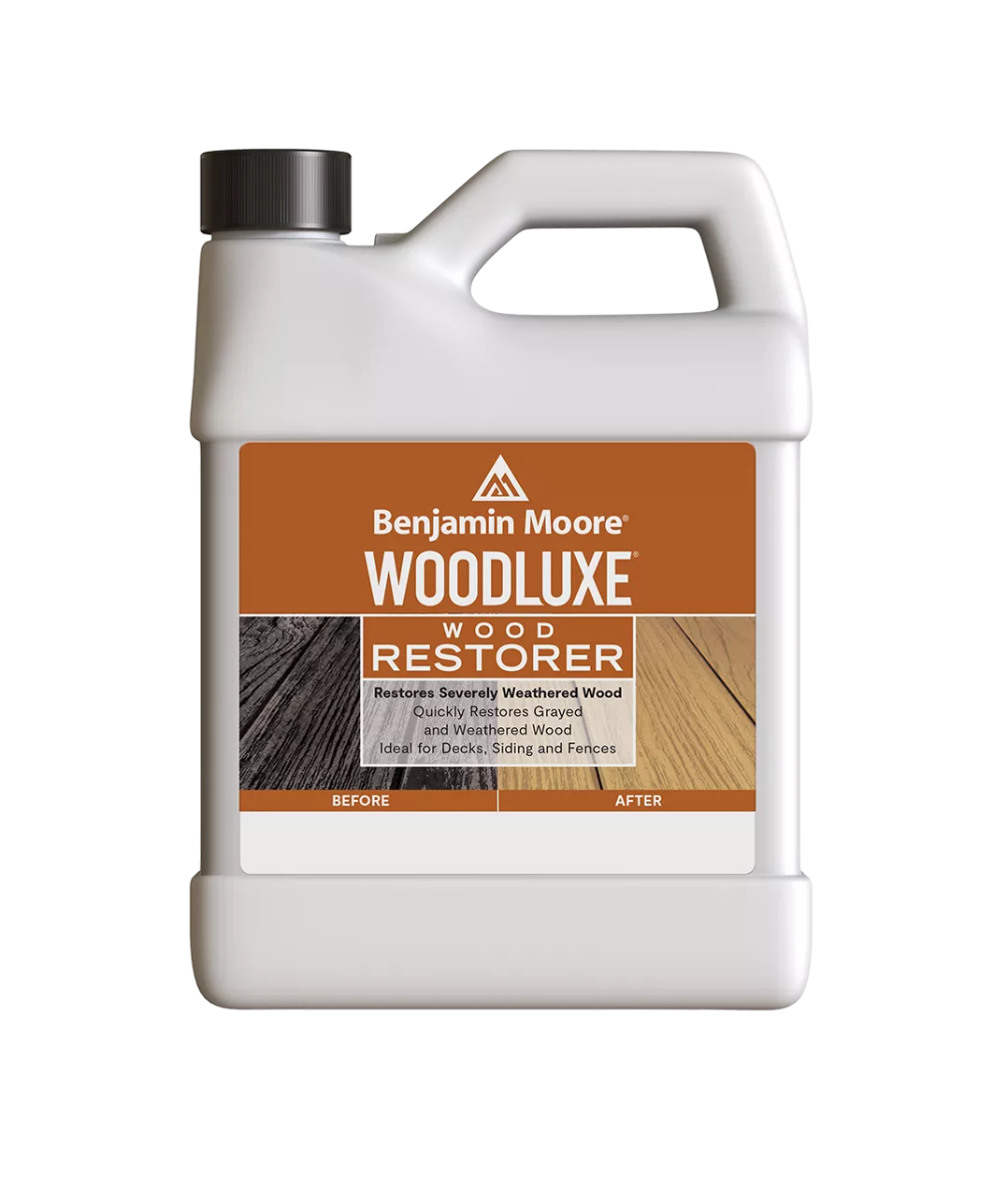 Benjamin Moore Woodluxe Wood Restorer Gallon available at Clement's Paint in Austin, Texas.