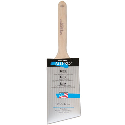 ALLPRO Silver stealth 2.5" paint brush, available at Clement's Paint in Austin, TX.